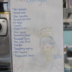 Sips and Scoops - The Toppings Menu.