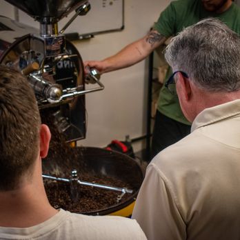 Oak City Coffee Roasters - two men preparing coffee - Coffee Roasteries Near Me - Garner, North Carolina Oak City Coffee Roasters - two men preparing coffee - Coffee Roasteries Near Me - Garner, North Carolina