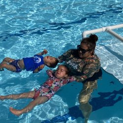 Nova Swim School - Tabitha teaching twins to not drag each other down