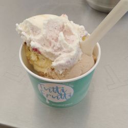 Tutti Frutti - Three scoops of ice cream,many choices.  The scoops are €1.70 as of 5-25-2023.  They also make specialty deserts with their icecreams.