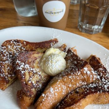 Milkweed - Traditional French Toast and coffee with almond milk - New American Near Me - Boston, Massachusetts Milkweed - Traditional French Toast and coffee with almond milk - New American Near Me - Boston, Massachusetts
