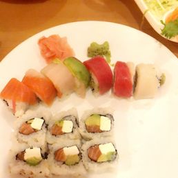 a plate of sushi on a table a plate of sushi on a table