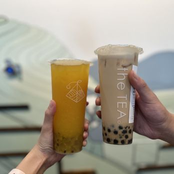 The Tea - Orange passionfruit jasmine tea with aloe vera jelly and no 18 milk tea with boba - Coffee & Tea Near Me - Monterey Park, California The Tea - Orange passionfruit jasmine tea with aloe vera jelly and no 18 milk tea with boba - Coffee & Tea Near Me - Monterey Park, California