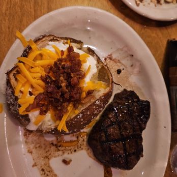 Texas Roadhouse - 6oz filet & huge loaded baked potato - Salad Near Me - Crestview, Florida Texas Roadhouse - 6oz filet & huge loaded baked potato - Salad Near Me - Crestview, Florida