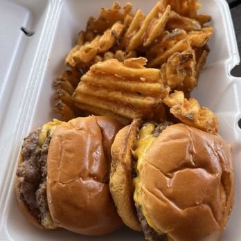 Smalls Sliders - No. 2 combo biggie smalls with side of cheese sauce (4 oz) - Burgers Near Me - Houston, Texas
