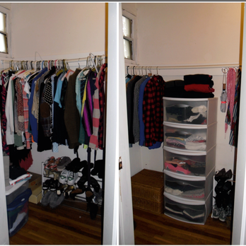 Headspace Organizing - His & Hers Closet Before (L) and After (R): These clients were merging homes and her closet needed to make way for her partner. - Home Organization Near Me - San Francisco, California Headspace Organizing - His & Hers Closet Before (L) and After (R): These clients were merging homes and her closet needed to make way for her partner. - Home Organization Near Me - San Francisco, California