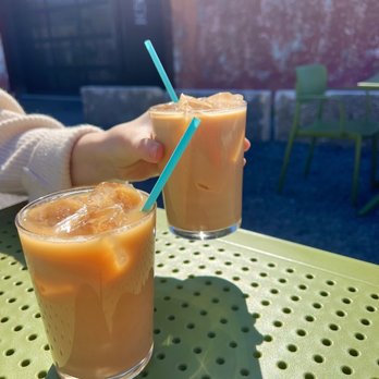 June Coffee - Iced Pistachio rose latte and caramel iced latte - Coffee & Tea Near Me - Birmingham, Alabama June Coffee - Iced Pistachio rose latte and caramel iced latte - Coffee & Tea Near Me - Birmingham, Alabama