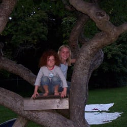 Emandal - Playing in the apple tree fort.