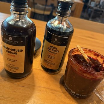 Asia Live - Condiments: Ginger Infused Vinegar, House Soy Sauce, and chili paste - Pan Asian Near Me - Santa Clara, California Asia Live - Condiments: Ginger Infused Vinegar, House Soy Sauce, and chili paste - Pan Asian Near Me - Santa Clara, California