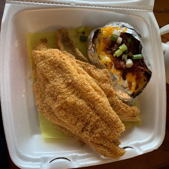 Catfish House - 2 Catfish Fillet and Loaded Bake Potatoe - Seafood Near Me - Carrollton, Texas Catfish House - 2 Catfish Fillet and Loaded Bake Potatoe - Seafood Near Me - Carrollton, Texas