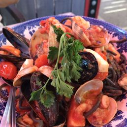 seafood with black pasta