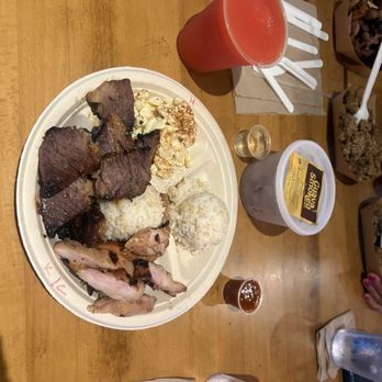 Guava Smoked - Mixed plate with ribs and chicken with a guava Slush! - Barbeque Near Me - Honolulu, Hawaii