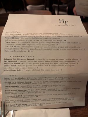 Menu photo 2 The Heritage Table Frisco, TX