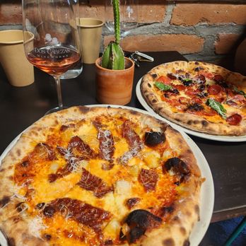 Pronghorn Pizza - Chorizo potato pizza and a pepperoni pizza - Pizza Near Me - Sonoita, Arizona