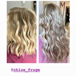 Before and after with extensions. Same day