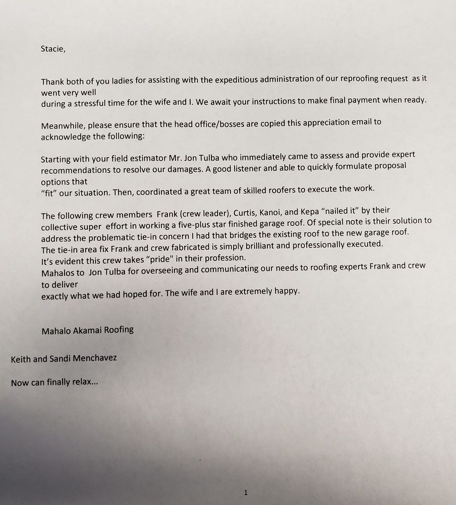 Slide of Akamai Roofing