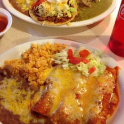 El Rancho Grande - Enchilada carnitas (closest) and the large combo deluxe (furthest). Both delicious!