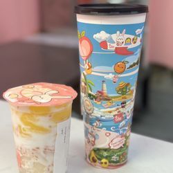 Ume Tea - Mango Pomelo Sago (Sago 2,CNTMK80,WT100,L2) and Strawberry Tea Slush w/ salted cream cold foamT200L1(in a surprise cup)