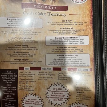 Pappas Restaurant - Menu - Seafood Near Me - Parkville, Maryland Pappas Restaurant - Menu - Seafood Near Me - Parkville, Maryland