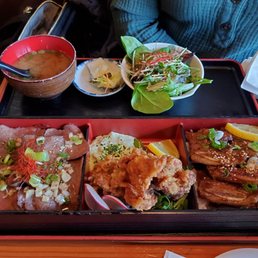 Lunch special ($20!!) Grilled beef tongue, chicken karaage, kalbi