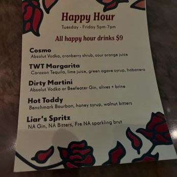 Time Will Tell - Happy Hour Menu - Cocktail Bars Near Me - Detroit, Michigan