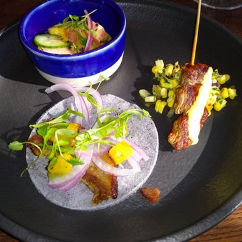 Toro - First course - beef skewers, tacos, tuna - Latin American Near Me - Denver, Colorado Toro - First course - beef skewers, tacos, tuna - Latin American Near Me - Denver, Colorado