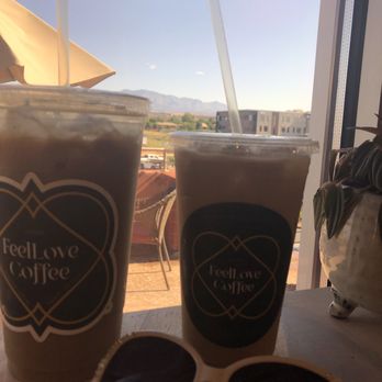 FeelLove Coffee - Vaughn Gogh Coffee and Iced Salted Carmel latte - Coffee & Tea Near Me - St. George, Utah