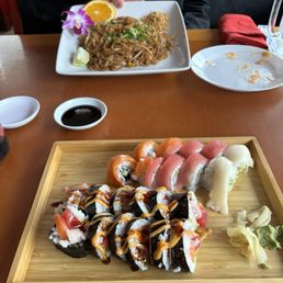 Rainbow roll, Big Daddy and Pad Thai. Rainbow roll, Big Daddy and Pad Thai.