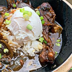 42’s Food - Filipino Chicken adobo $10 (poached egg is optional $2) family platter feeds 4 $20)