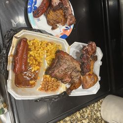Drive Thru BBQ Soul Food Catering & Events - $17.50 3 meat combo from drive thru before taking the first bite. Best bbq trailer in the city