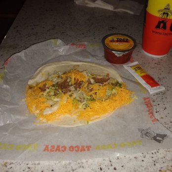 Taco Casa - Soft taco ($1.99+tax) and side of salsa ($0.49+tax). - Mexican Near Me - Granbury, Texas