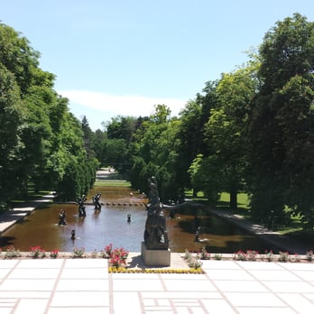Cranbrook Art Museum - view looking towards the fountains - Art Museums Near Me - Bloomfield Hills, Michigan