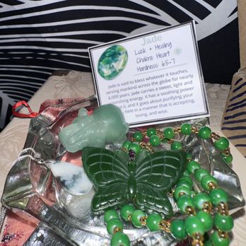 Gemstone Gallery - little jade selection including: elephant,butterfly necklace as well as a jade teardrop necklace - Gemstones & Minerals Near Me - Frenchtown, New Jersey