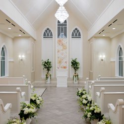 Bliss Wedding Chapel - Lush greenery, beautiful backdrop, vaulted ceilings, crystal chandeliers, million dollar sound system to walk down the aisle to