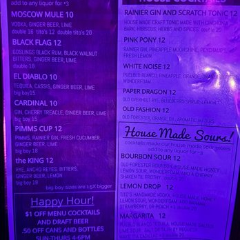 Side Pony Lounge - Cocktail Menu - Cocktail Bars Near Me - Tacoma, Washington