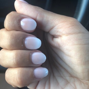 Diamond Nail Spa - Acrylics with pink and white ombré, can you see how misshapen my ring finger is and she tried to tell me it's because of my own nail - Waxing Near Me - Modesto, California Diamond Nail Spa - Acrylics with pink and white ombré, can you see how misshapen my ring finger is and she tried to tell me it's because of my own nail - Waxing Near Me - Modesto, California