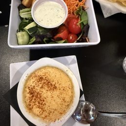 Cream of crab soup and side salad