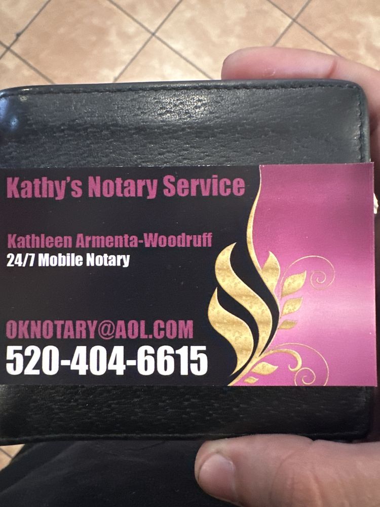 KATHY’S NOTARY SERVICE Updated September 2024 Ehrenberg, Arizona