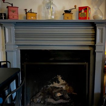 The Stone Bean at Riverside Coffee & Tea - One of two charming fireplaces. - Coffee & Tea Near Me - Clinton, New Jersey