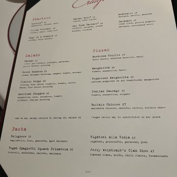 Craigs - Menu - Whiskey Bars Near Me - Nashville, Tennessee
