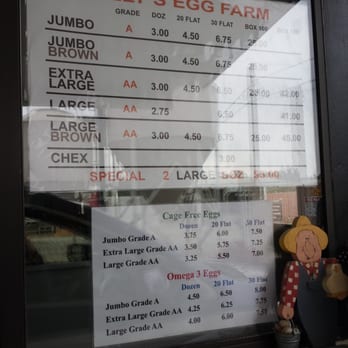 Billy's Egg Farm - Current prices April 2015..they also carry cage free and omg 3 eggs!! - Specialty Food Near Me - Chino, California