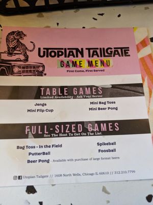 Menu photo 5 Utopian Tailgate Chicago, IL