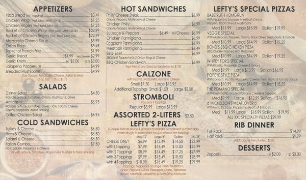Menu photo 6 Lefty's Pizza Las Vegas, NV