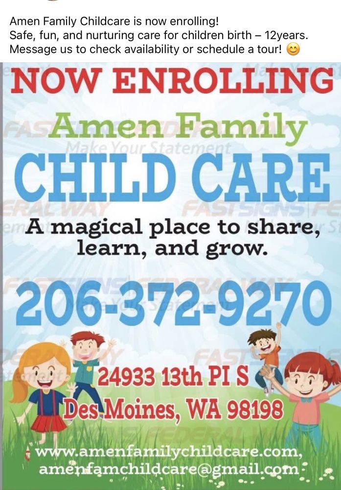 Amen Family Home Child Care - childcare center in Des Moines, WA