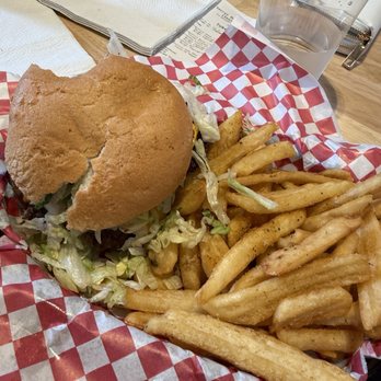 Secret Burger Kitchen - Gluten Free Bun. Signature Bacon 1/3 LB Smash Burger w/ Cheese & Fries - Burgers Near Me - Seattle, Washington