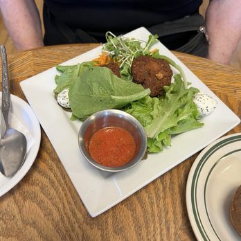 The Farm Bistro - Zucchini fritters - American Near Me - Cortez, Colorado The Farm Bistro - Zucchini fritters - American Near Me - Cortez, Colorado