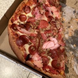 What's left of meat lovers pizza! What's left of meat lovers pizza!
