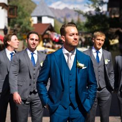 Our client in the handmade 3-piece suit, 100% wool from Vitale Barbers Canonico.