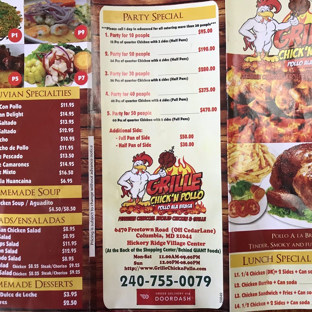Grille Chick'n Pollo - Menu - Peruvian Near Me - Columbia, Maryland Grille Chick'n Pollo - Menu - Peruvian Near Me - Columbia, Maryland