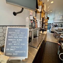 Chook Chicken - Back bar with a menu for alcohol beverages